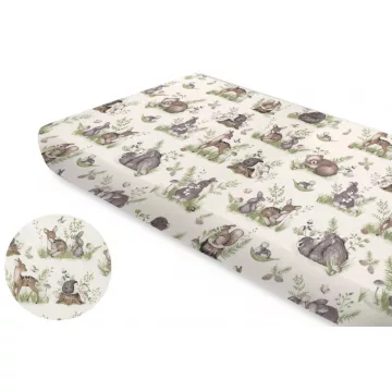   Baby Shop pamut,gumis lepedő 70*140 cm - Erdei barátok zöld 
