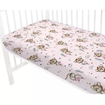   Baby Shop pamut,gumis lepedő 60*120 cm - Kis balerina rózsaszín 