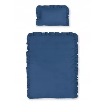Pamut ágynemű huzat fodros 90*120 cm - Denim
