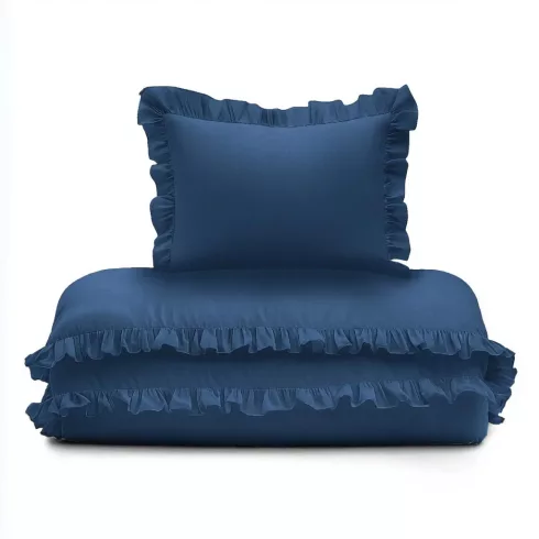 Pamut ágynemű huzat fodros 90*120 cm - Denim