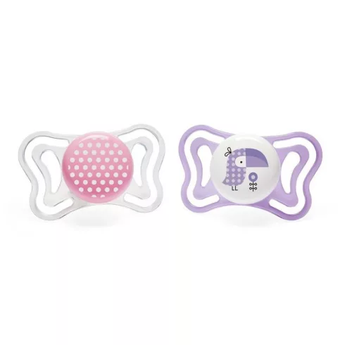 Chicco Physio Forma Light szilikon cumi 2 db, 2-6 hó lila varjú- pöttyös