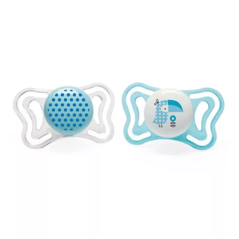 Chicco Physio Forma Light szilikon cumi 2 db, 2-6 hó kék varjú/pöttyös