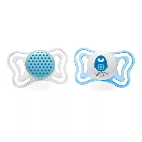 Chicco Physio Forma Light szilikon cumi 2 db, 2-6 hó kék bagoly/pöttyös