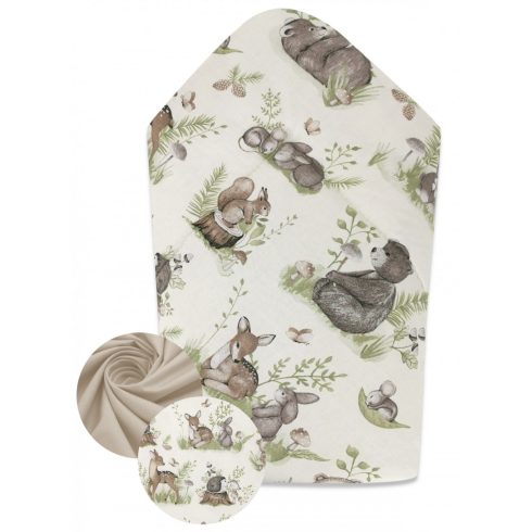 Baby Shop kókuszpólya 75x75cm -  Erdei barátok natúr/zöld