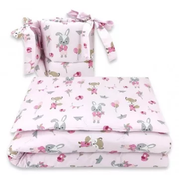   Baby Shop 3 részes ágynemű garnitúra - rózsaszín róka és nyuszi 