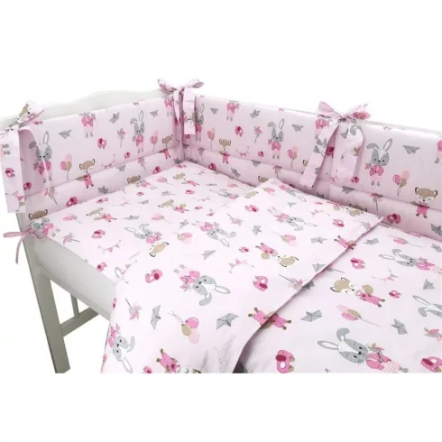 Baby Shop 3 részes ágynemű garnitúra - rózsaszín róka és nyuszi 