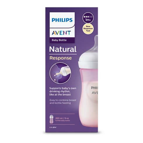 Philips AVENT Natural Response 260 ml cumisüveg 1hó+ rózsaszín 