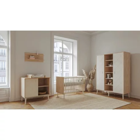 Peak Natural Oak & White 3 osztású szekrény