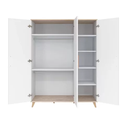 FLIP White & Oak 3 osztású szekrény