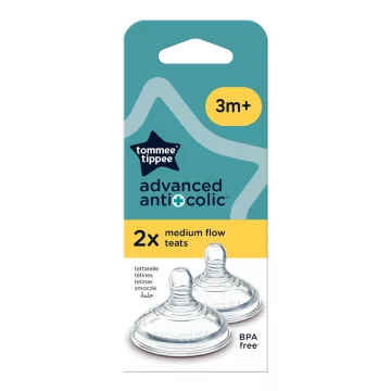   Tommee Tippee Advanced Anti-Colic+ 2db-os szilikon 3+ etetőcumi - közepes folyású