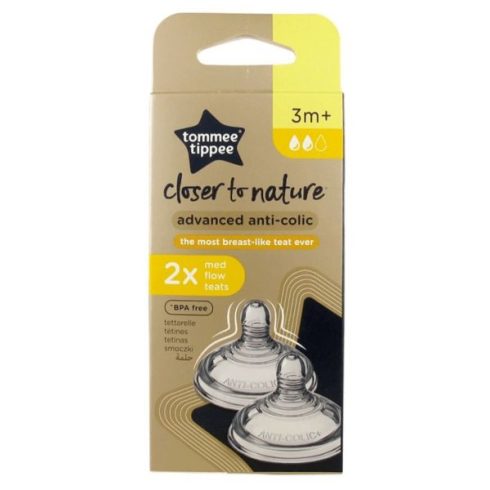 Tommee Tippee Closer To Nature Anti-Colic+ 2db-os szilikon 3+ etetőcumi - közepes folyású