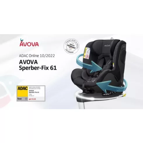 Avova Sperber-Fix I-Size 360° biztonsági gyerekülés 40-105 cm - Pearl black 