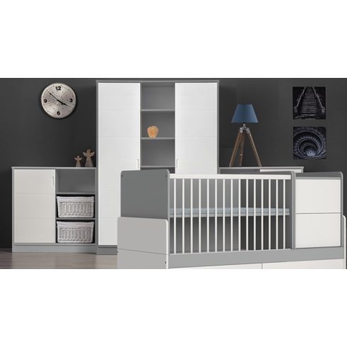 Faktum Alda Selyemszürke 5 az 1-ben kombi  babaágy  - Arctic szürke / selyemfényű fehér 