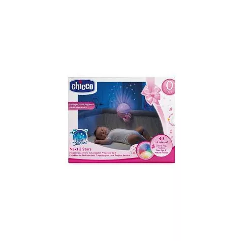Chicco NEXT2 STARS babaágyra rögzíthető projektor plüss macival - rózsaszín