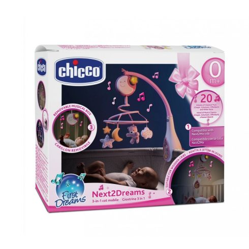 CHICCO Next2Dreams zenélő-forgó rózsaszín
