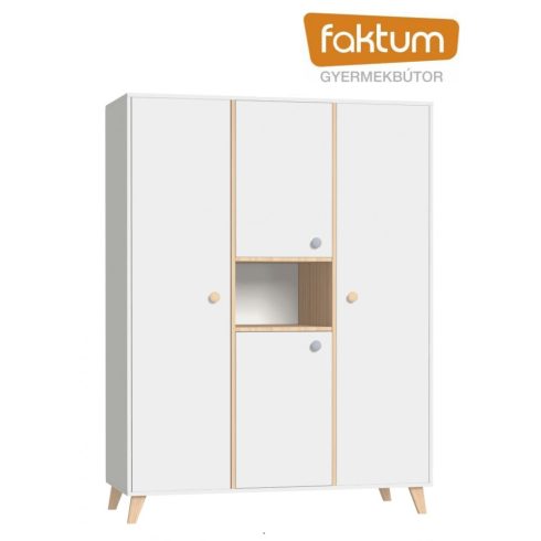 Faktum Colette Fehér 3 osztású szekrény - Fehér/ Coimbra