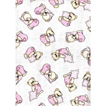   Baby Bruin mintás Tetra kifogó 90×140 cm - rózsaszin párnás maci