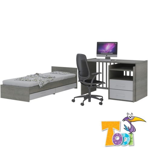 Todi Cube 2 - 5 az 1-ben multifunkciós kombiágy (szürke osló tölgy – magasfényű jégfehér)