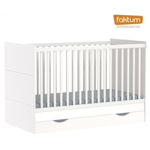 Faktum Alda Jégfehér átalakítható 140-es babaágy +  ágyneműtartó - Fehér / magasfényű fehér 