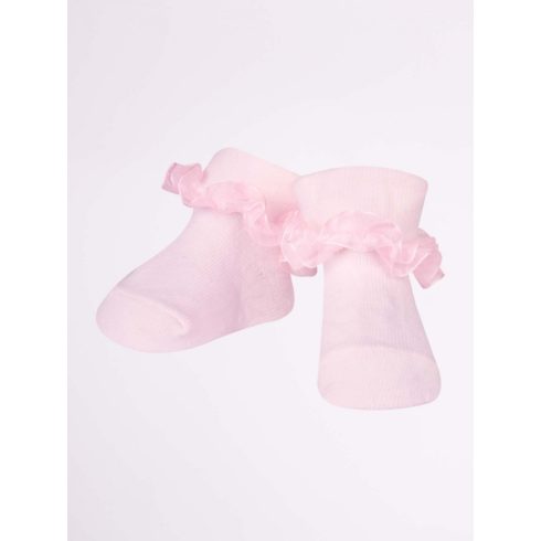 Yo! Baby pamut zokni csipkés 0-3 hó - rózsaszín 
