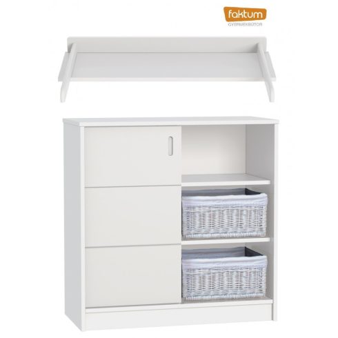 Faktum Alda Jégfehér komód + toldalék komódhoz - Fehér / magasfényű fehér