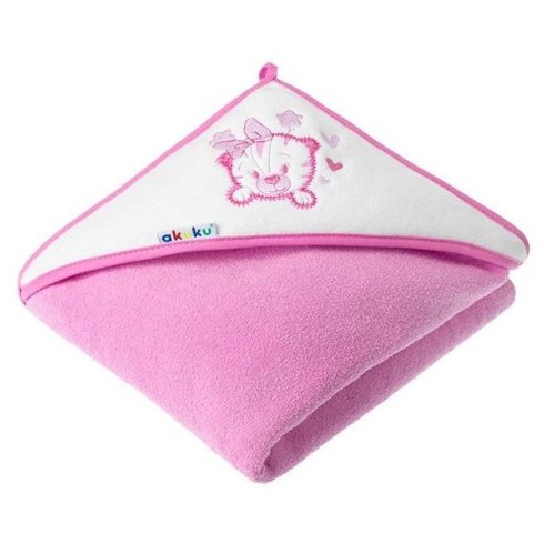 Kapucnis fürdőlepedő 100*100 cm - Maci rózsaszín