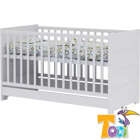 Todi White Bunny 70×140-es átalakítható babaágy - erezett fehér /magasfényű fehér