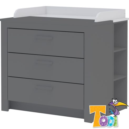 Todi White Bunny  pelenkázó toldalék 3 fiókos komódhoz - erezett fehér