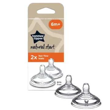   Tommee Tippee Natural Start 2db-os szilikon 6+ etetőcumi - gyors folyású