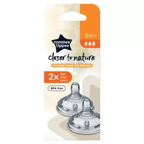 Tommee Tippee Closer To Nature 2db-os szilikon 6+ etetőcumi - gyors folyású