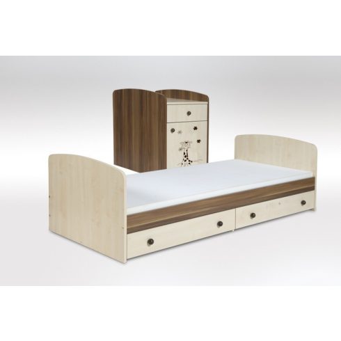 Faktum Makaó kombi kiságy pelenkázó komóddal szilva/ juhar - zsiráf 