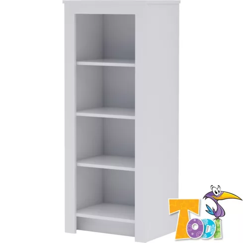 Todi White Bunny  keskeny nyitott polcos szekrény (140 cm magas) - erezett fehér