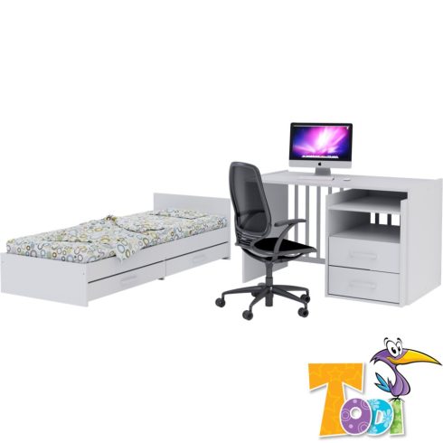 Todi White Bunny  5 az 1-ben multifunkciós kombiágy - erezett fehér /magasfényű fehér