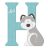 Sevi Fa betű állatos - H pasztell kék
